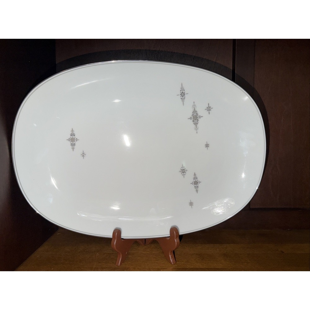 Noritake China Platter Stella Atomic Star w/Platinum Trim 15-1/4'' Vintage Japan